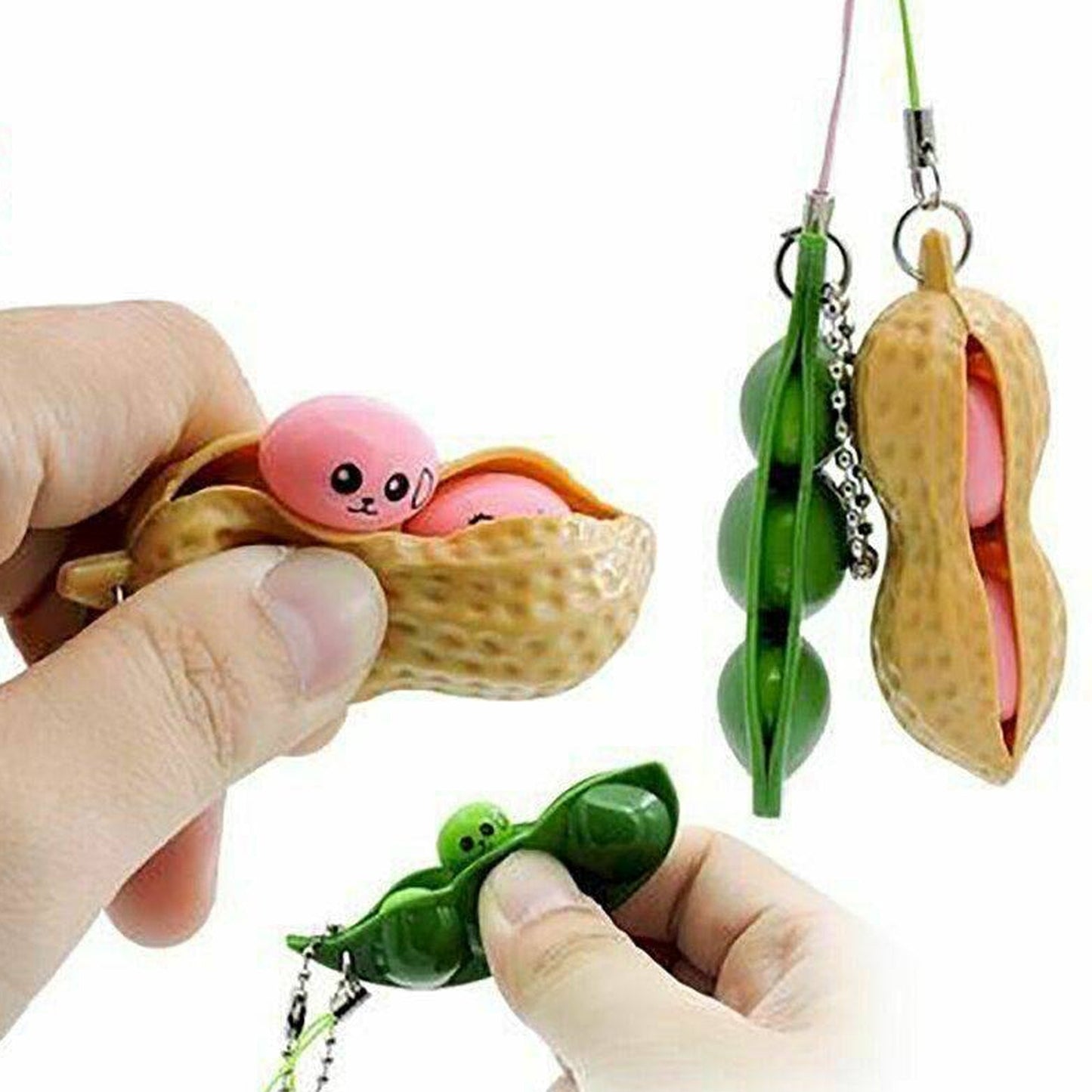 Squeeze Beans Keychain Stress Relieving